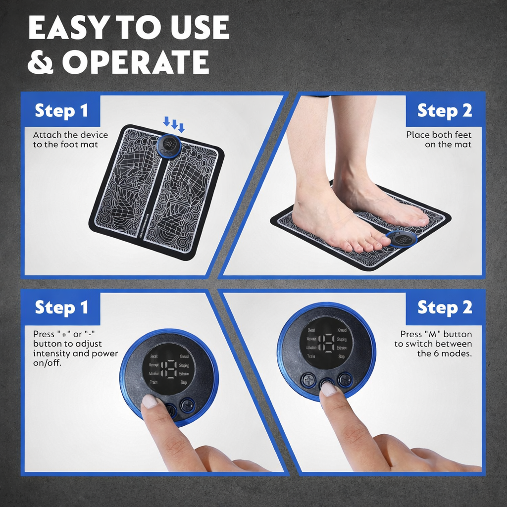 RelaxPulse™ Electric Foot Massager Pad with 8 Modes & 19 Intensity Levels