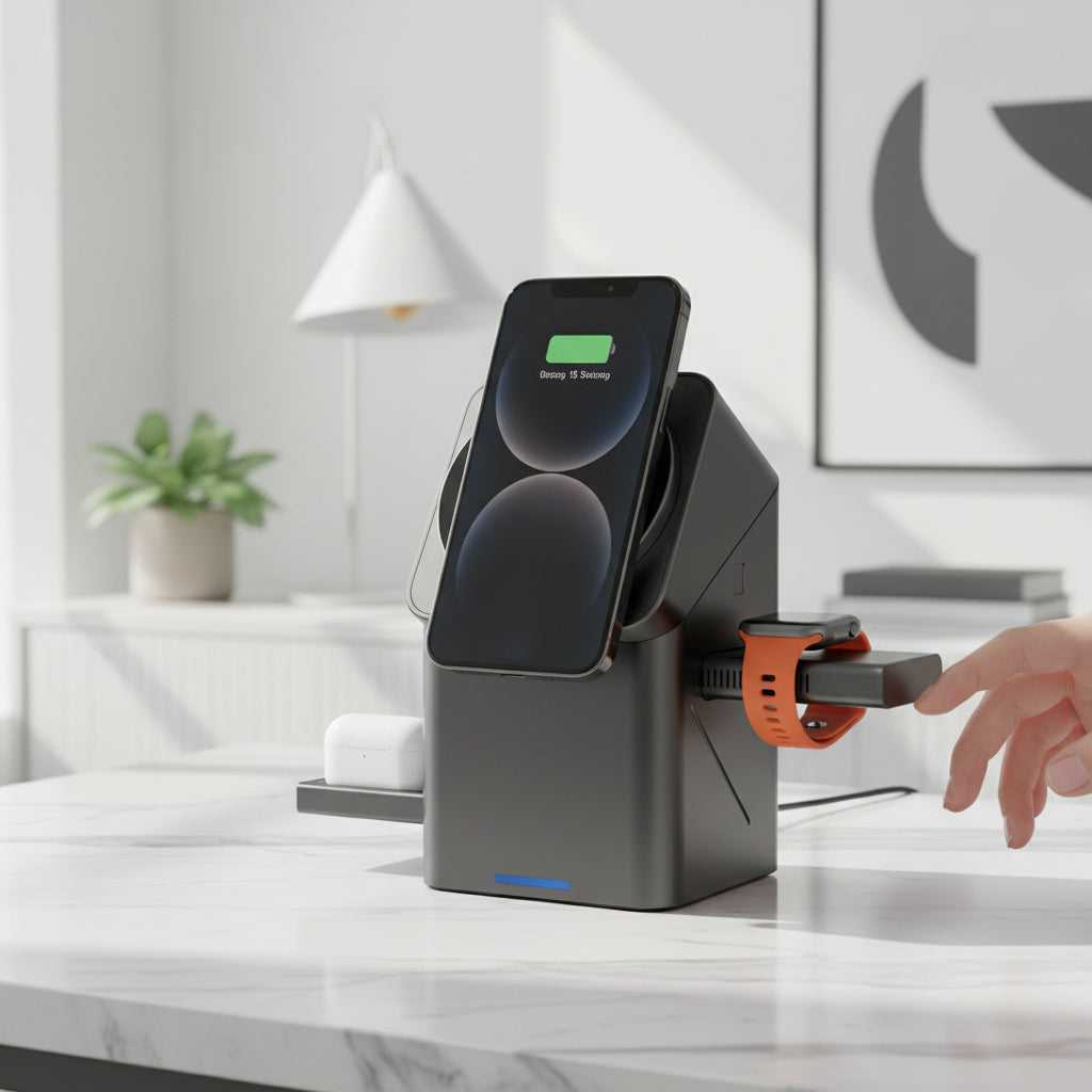 PowerDock™ 3-in-1 Wireless Charging Station for Phone, Smartwatch & Earbuds