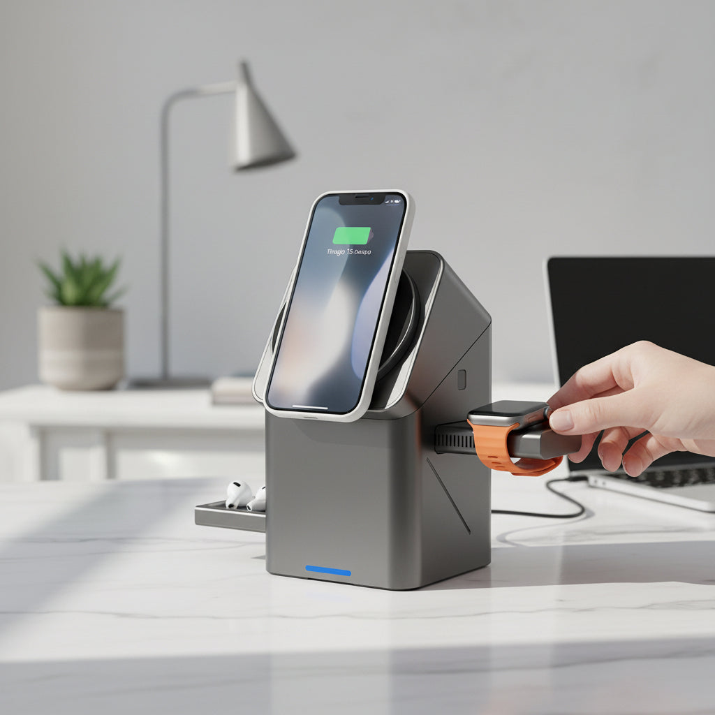 PowerDock™ 3-in-1 Wireless Charging Station for Phone, Smartwatch & Earbuds